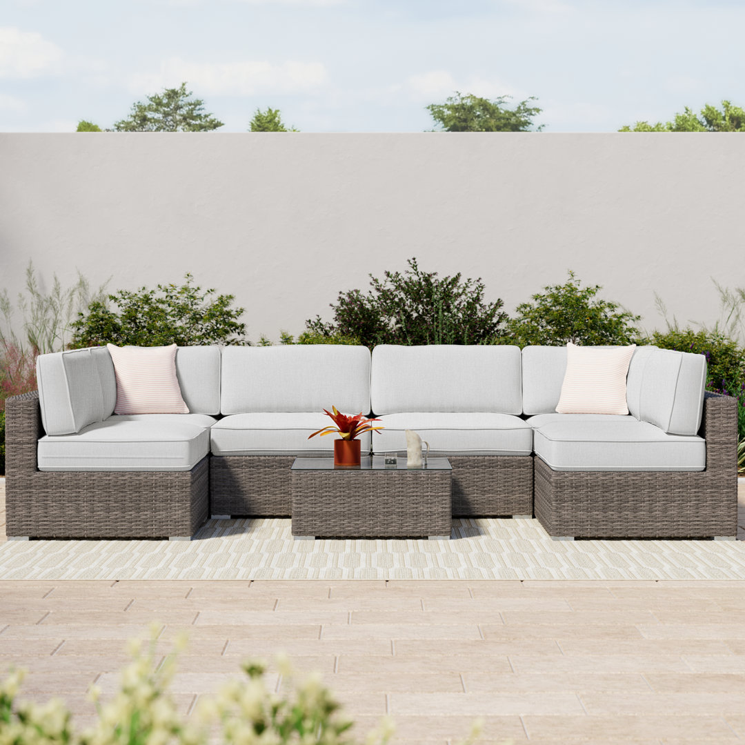 Tonioni Rattan Wicker Fully Assembled 6 - Person Seating Group with Sunbrella Cushions